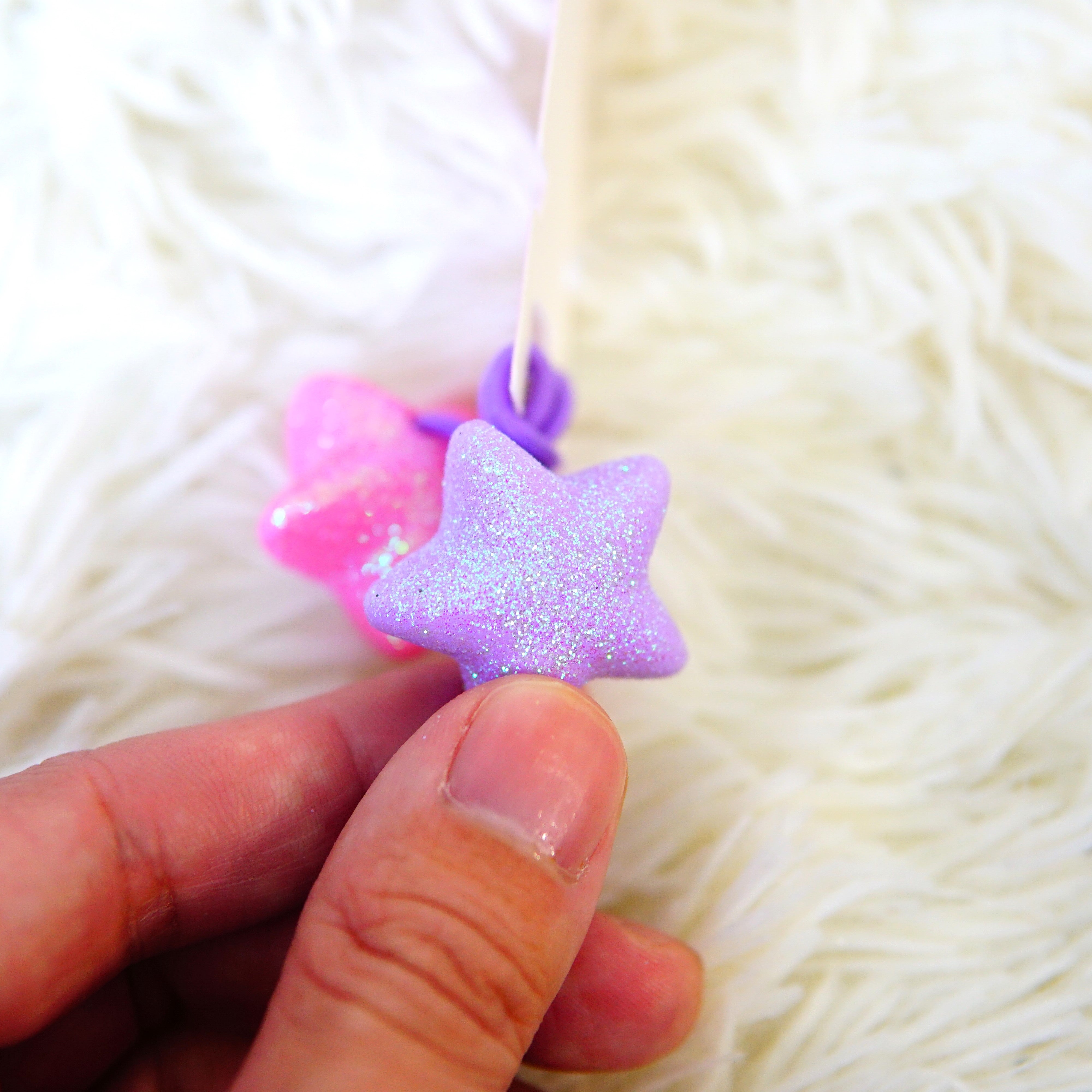 Glittering Star Twin Hair Ties – Kawaii Pastel Ponytail Holders